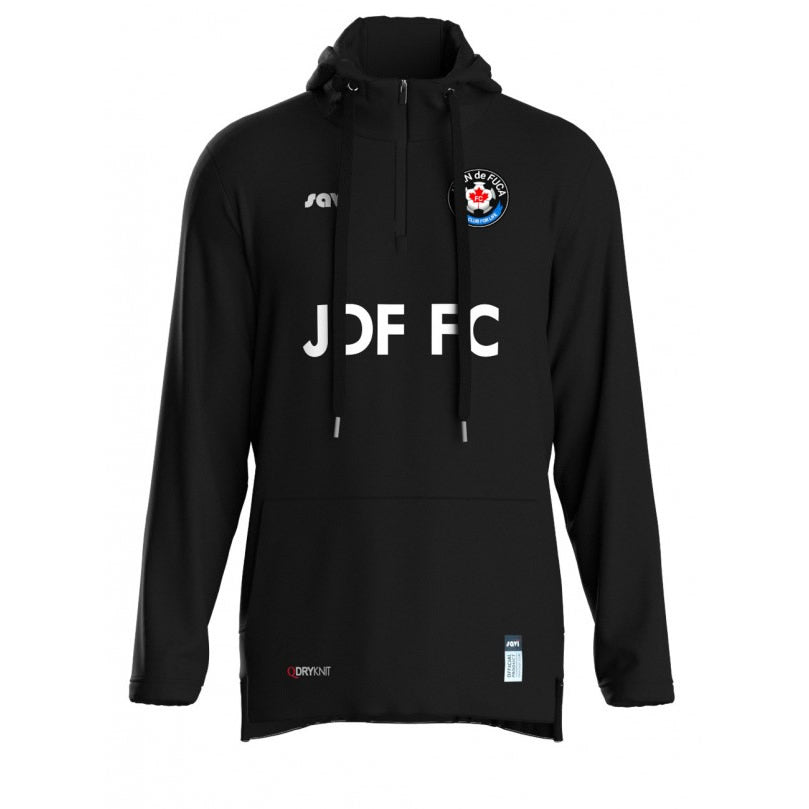 Black Hooded Qtr-Zip Jacket